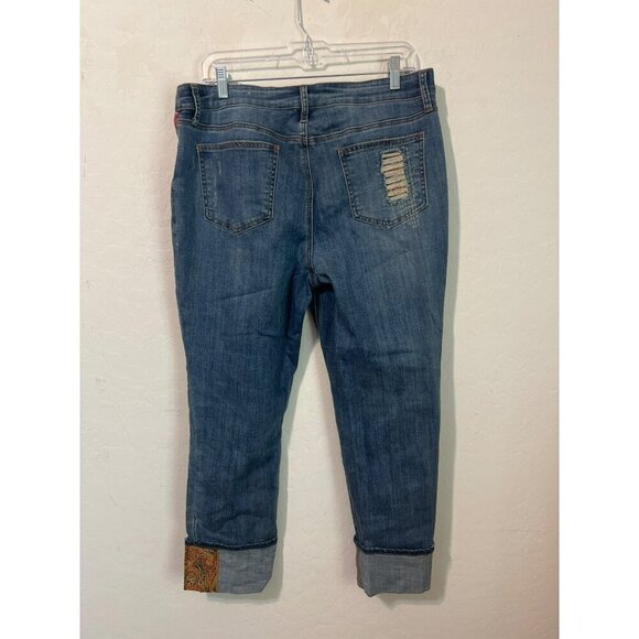 Chico's Sz 2R (US 12R) So Slimming Girlfriend Slim Leg Ankle Rolled Cuff Jeans E - Picture 5 of 11